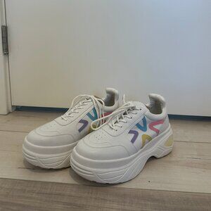 Chunky platform white sneakers US size 9
